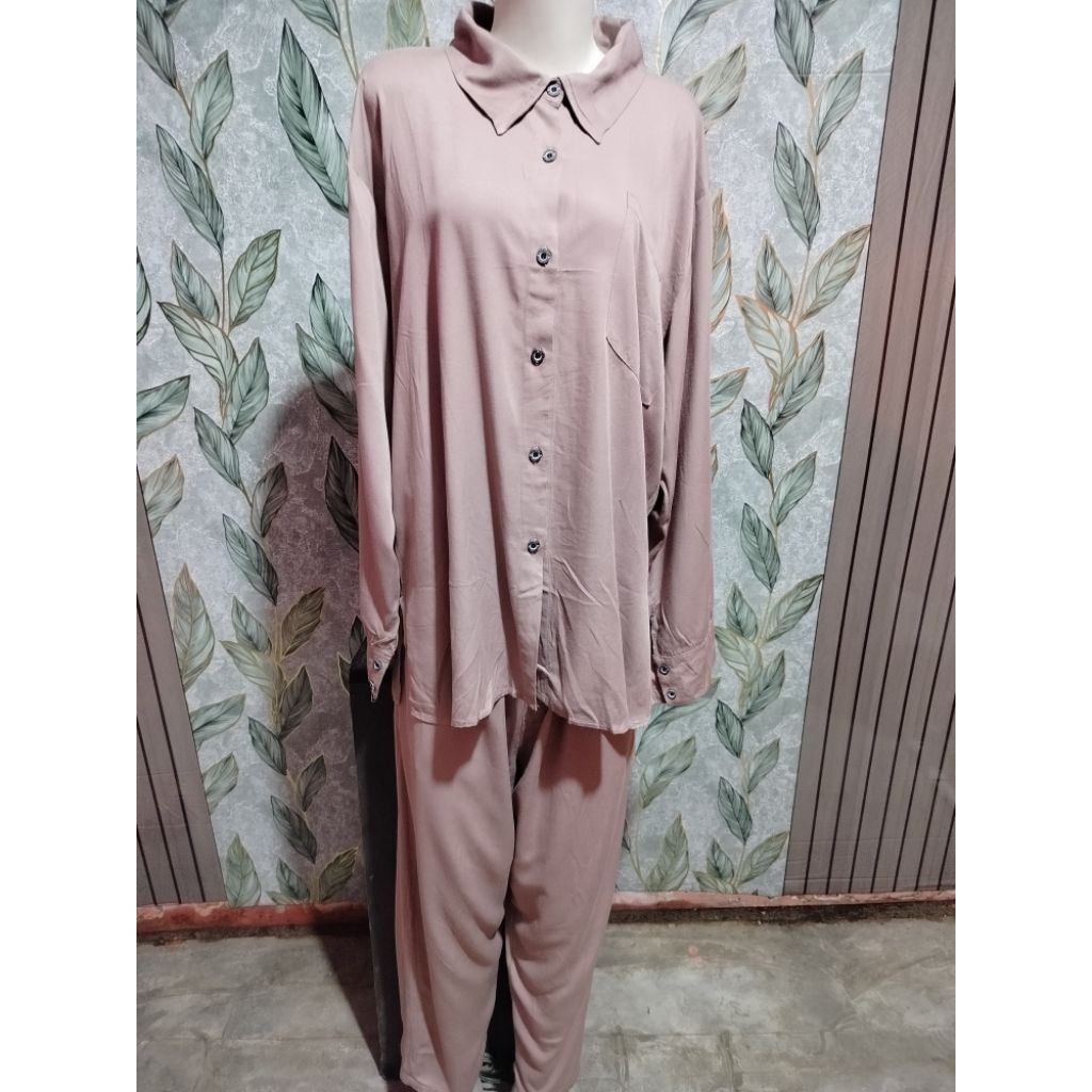 Pajamas One Set Kekinian Rayon Premium Grade A Lengan Panjang