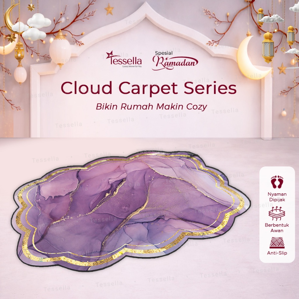 Karpet Awan 150x100 cm / Karpet Lantai Marmer Ambal Dekorasi Rumah Permadani Kecil - Tessella