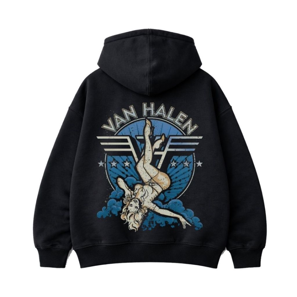 Psycho Crucify "Van Halen" Hoodie Boxy Black Oversize | Hitam | Jaket | Hoodie Band