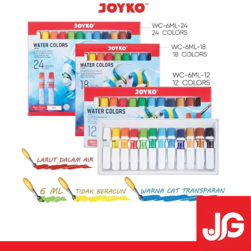 JOYKO WATERCOLOR 12,18,24 COLORS SET/ CAT AIR CAT MELUKIS ANAK CAT LUKIS 12 WARNA 18 WARNA 24 WARNA 
