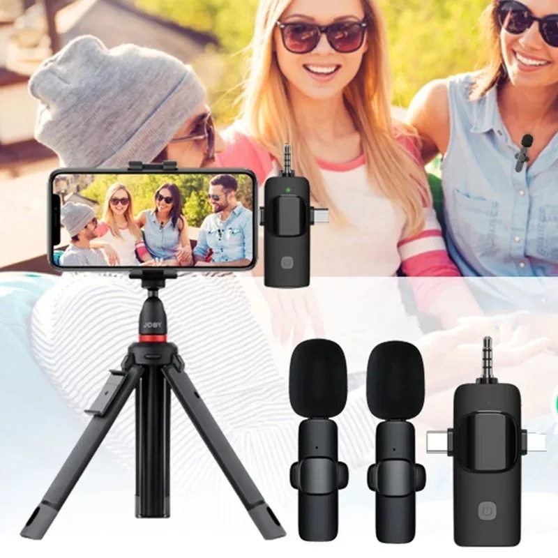 Arsyl Com K15 Mic Wireless Clip On 3In1 2Mic Wireless Microphone Hp Tanpa Kabel Mini Clip On Mic