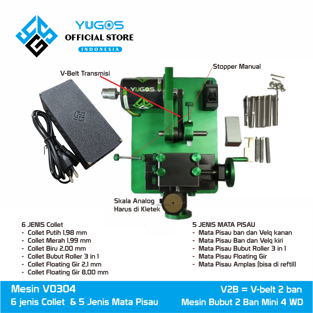 Mesin Bubut  Mini 4 Wd V0304 YUGOS Development