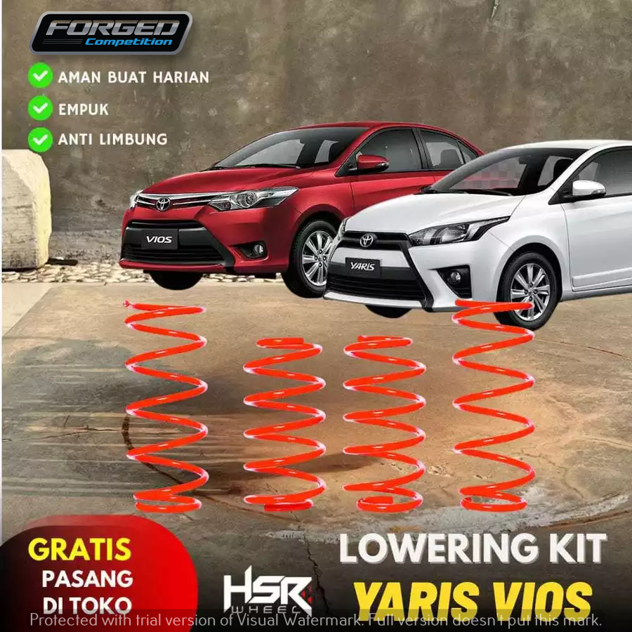 Spring Lowering Kit Per Ceper Mobil Yaris & Vios || LOWERING KIT HSR RED TOYOTA YARIS VIOS PNP