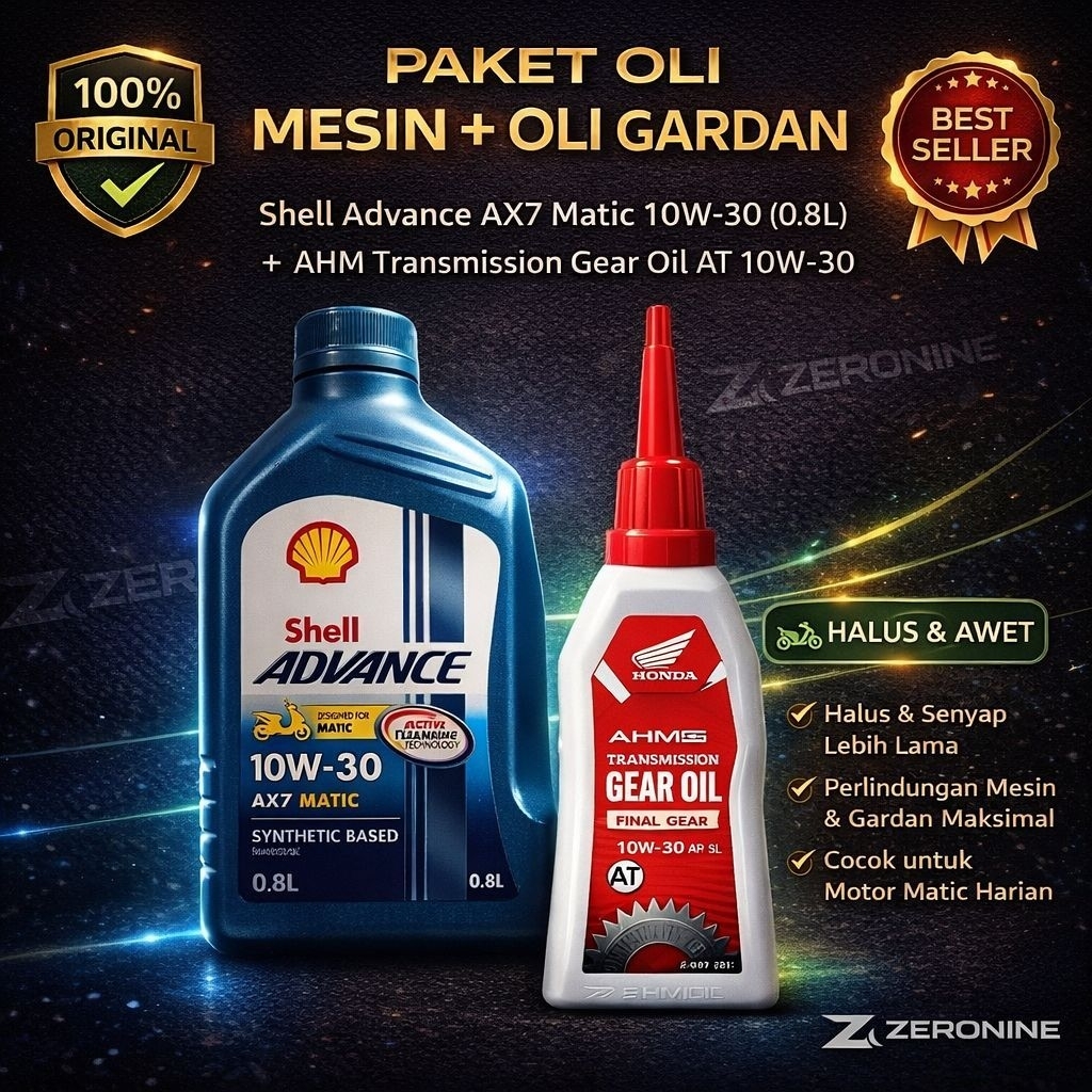 Paket Oli Shell 800ml + Oli Gardan Original | Oli Motor Matic | Original & Berkualitas