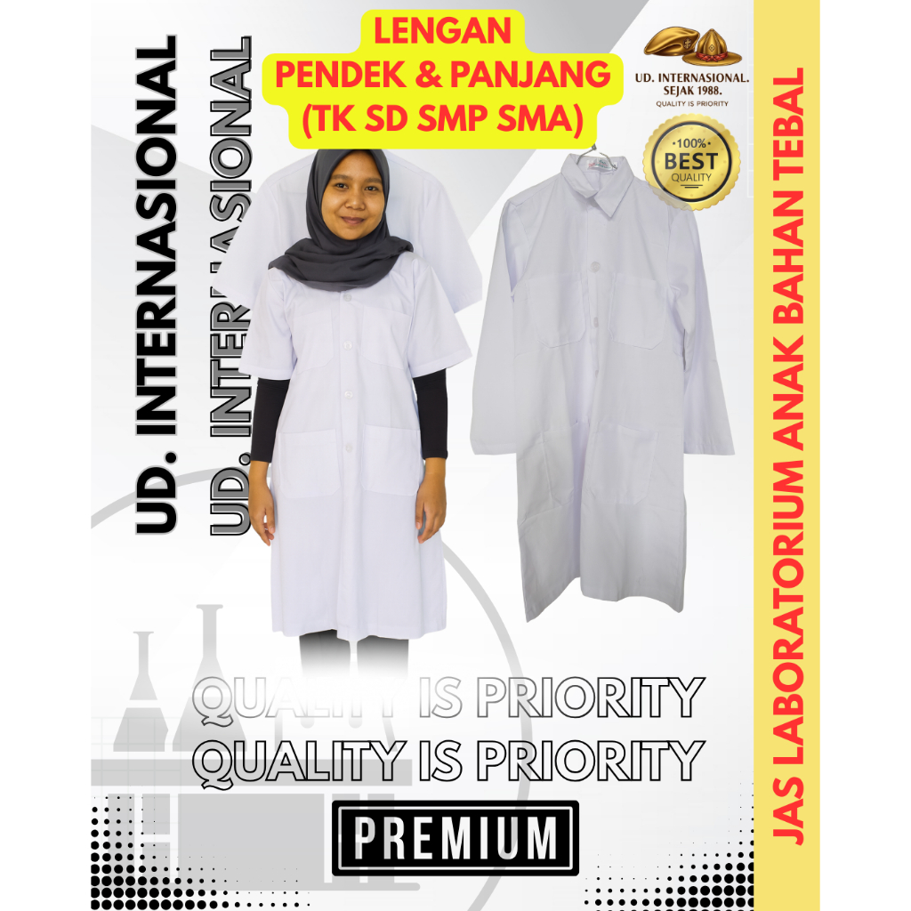 [COD] JAS LABORATORIUM PREMIUM BAHAN TEBAL JAS LAB ANAK SD SMP SMA LENGAN PENDEK LENGAN PANJANG SIAP