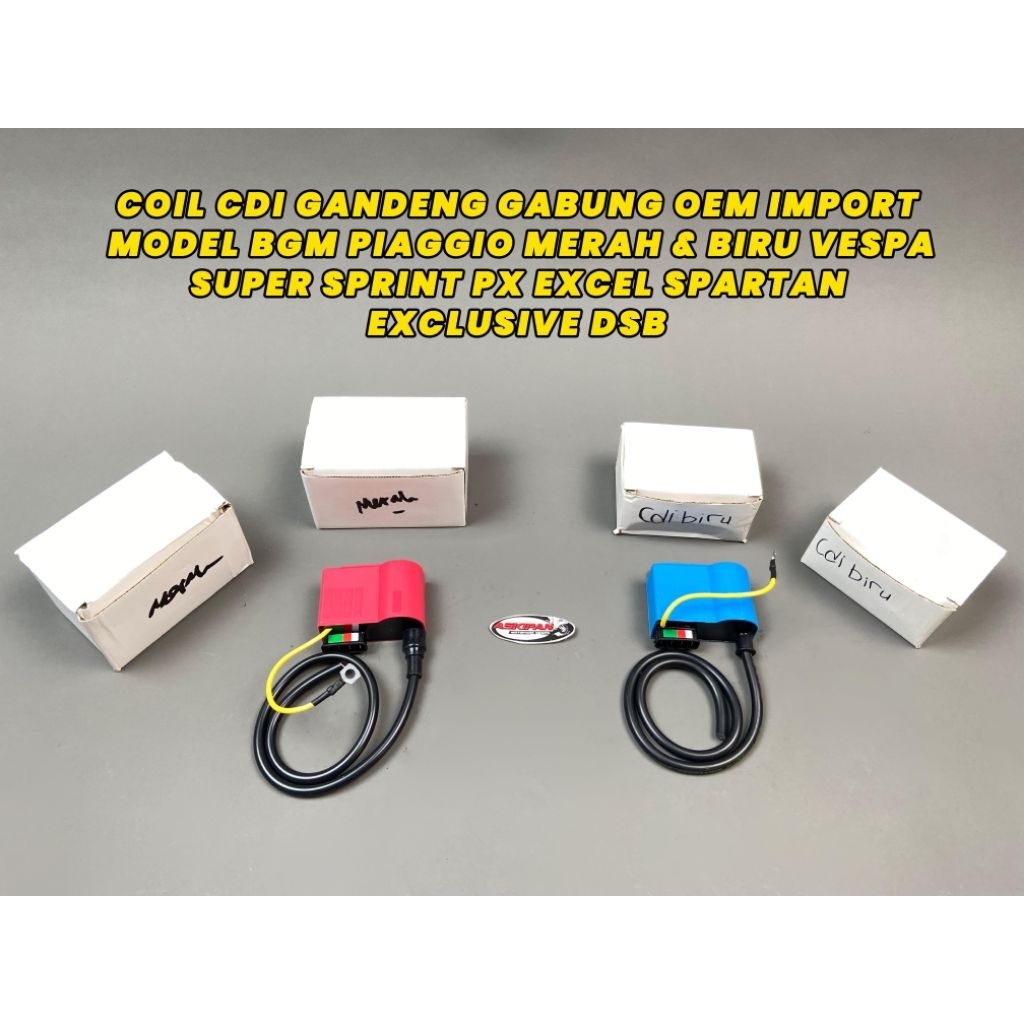 COIL KOIL CDI GANDENG GABUNG OEM IMPORT MODEL BGM PIAGGIO MERAH & BIRU VESPA SUPER SPRINT PX EXCEL S