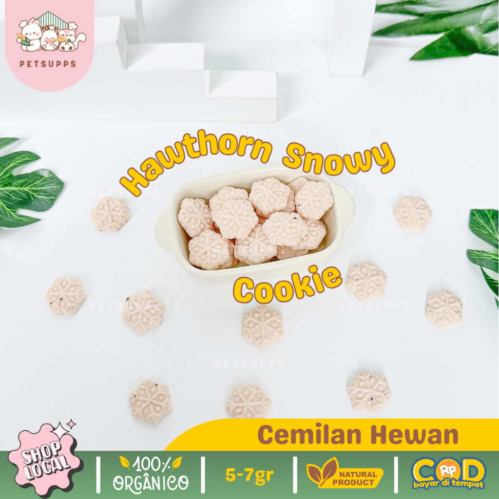 Petsupps Hawthorn Snowy Cookie | Premium Snacks Hewan Peliharaan | Healthy Treats Small Animals