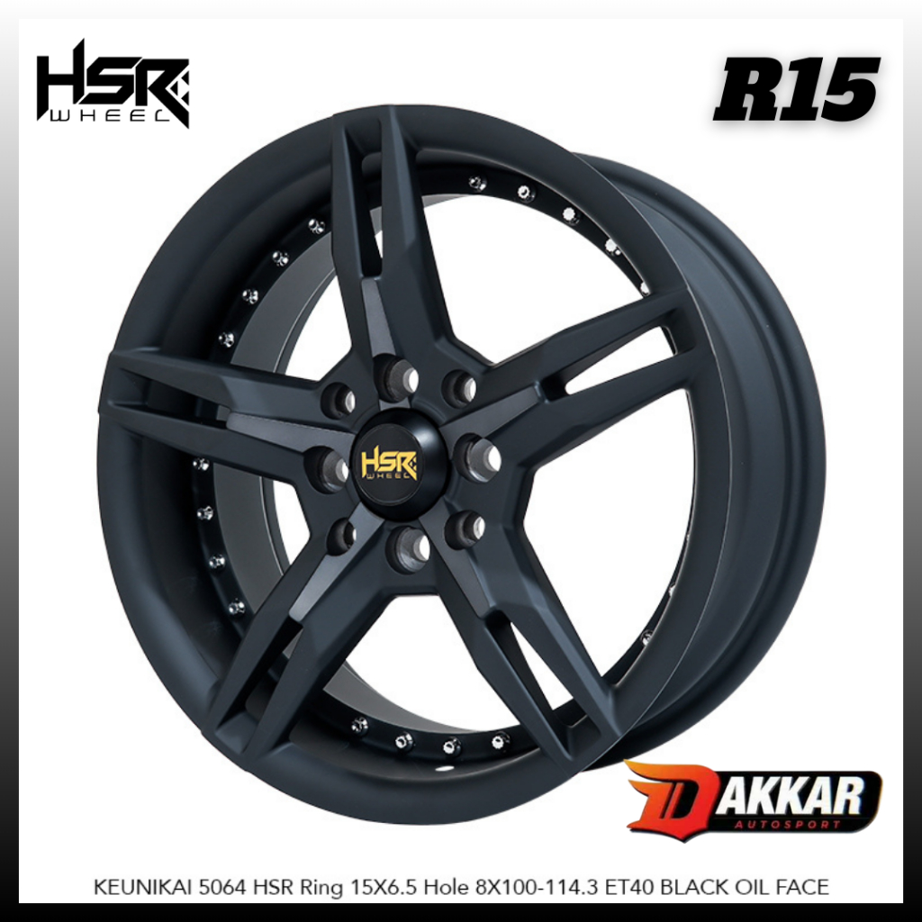 VELG HSR KEUNIKAI R15 ALLOY PCD 4X100 4X114,3 LEBAR 65 ET 40 VELG MOBIL PALANG 5 RING 15