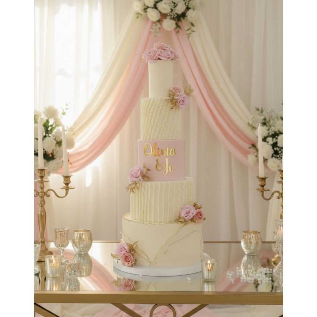 Callista Cake - Cake Wedding 5 tier / Cake Wedding Cantik/ Bisa Request warna