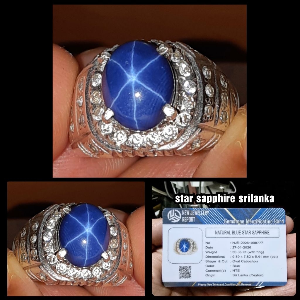 BATU STAR SAPPHIRE SRILANKA ROYAL BLUE + RING PERAK