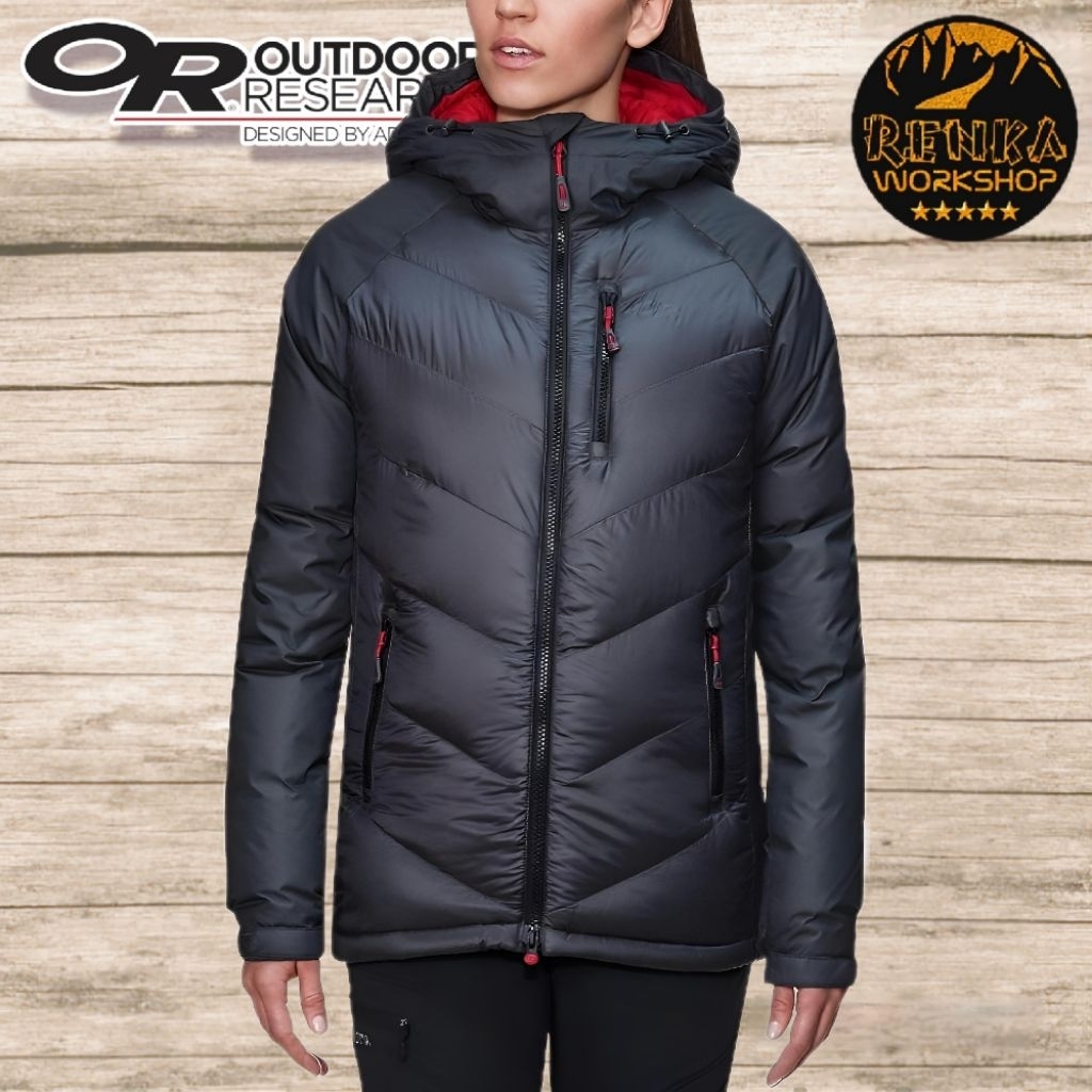 Outdoor Research Womens Alpine Down Hooded FP 800 Jacket - Storm