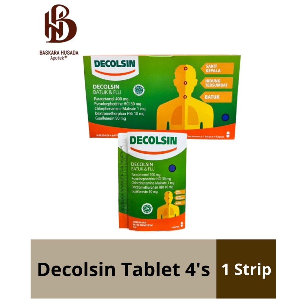 Decolsin 4 Kapsul - Obat Flu dan Demam dengan Paracetamol, Chlorpheniramine, Dextromethorphan