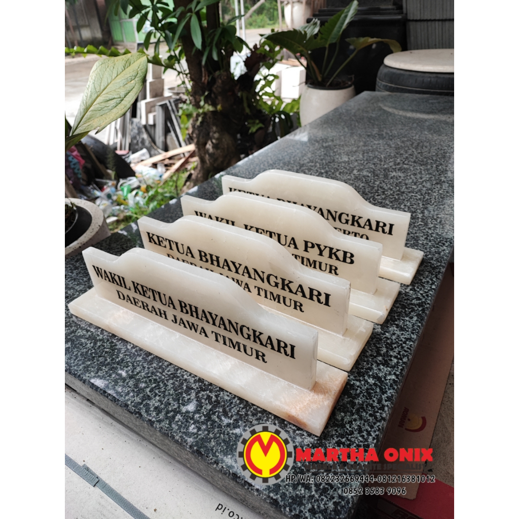 Name Tag Papan Nama Meja Batu Onyx, Papan Nama Meja Marmer Onyx