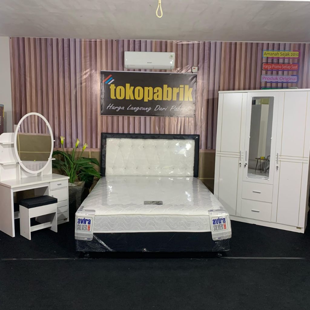 Set Kamar Furniture 3 Barang Multibed Boxy & Lemari Pakaian & Meja rias kaca sliding / Set Kamar Tid