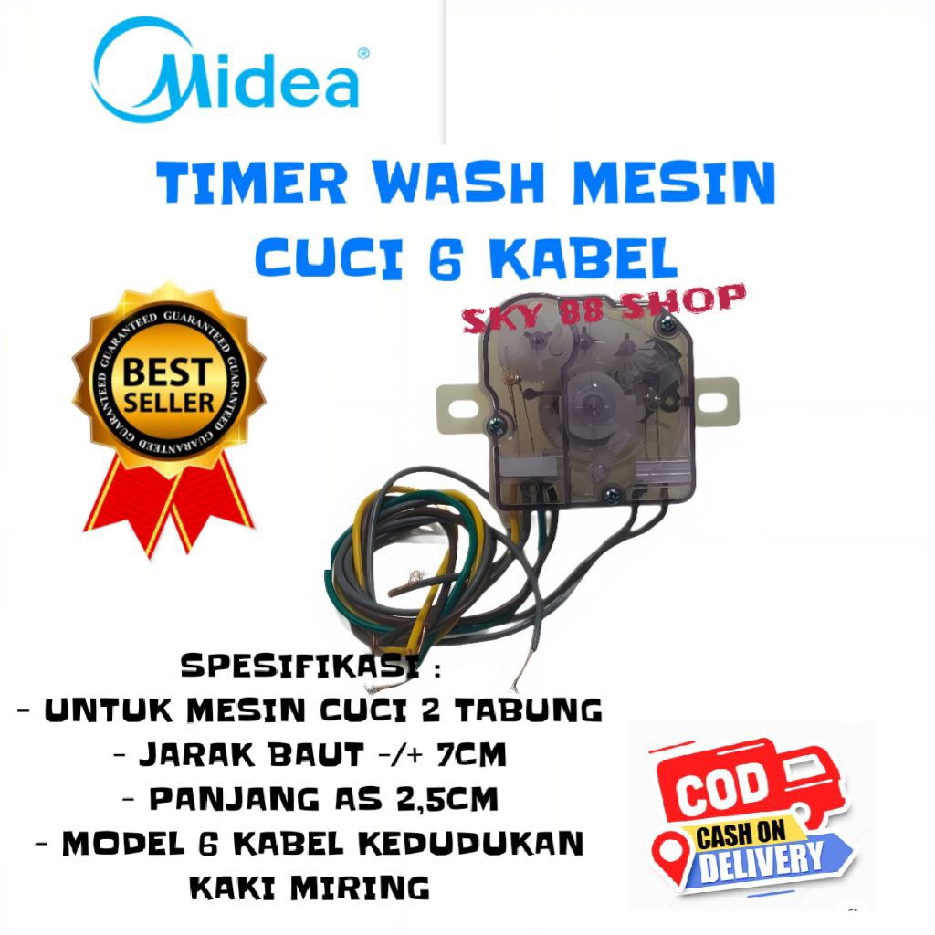 TIMER 6 KABEL MESIN CUCI MIDEA 2 TABUNG - TIMER MESIN CUCI 6 KABEL