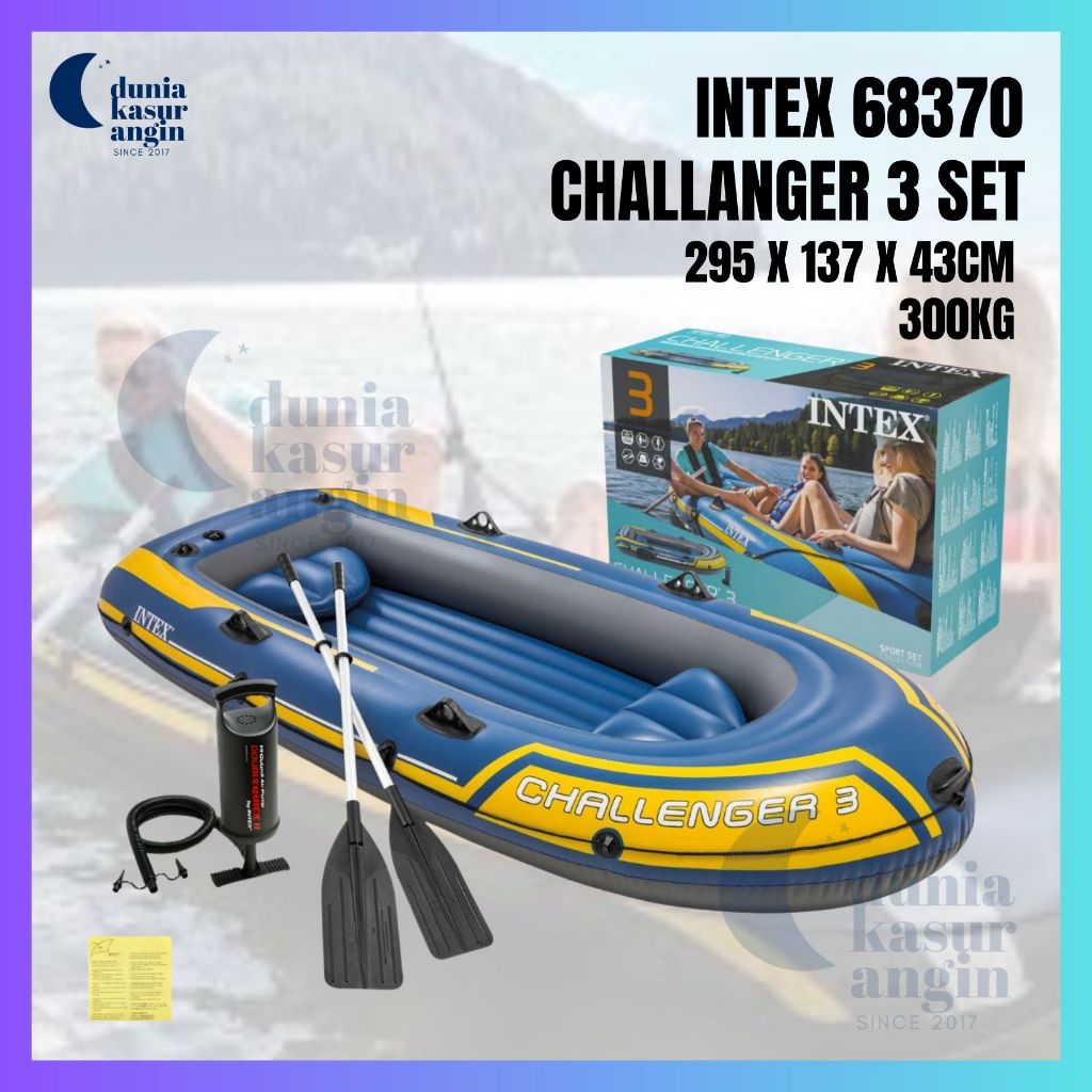 DuniaKasurAngin - INTEX 68370 Perahu Boat Challenger 3 Boat Set - Perahu Karet Intex