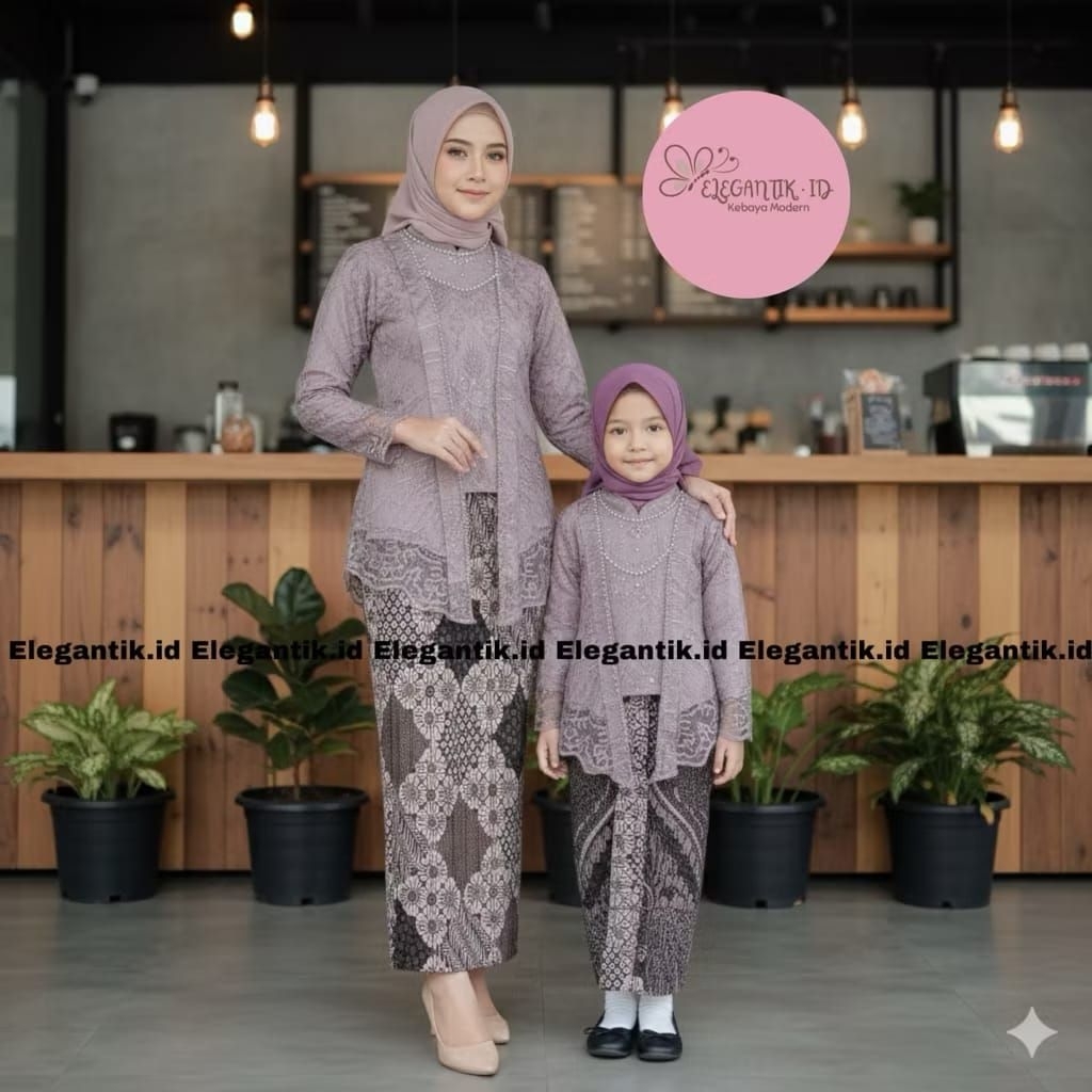 Cod/Set Kebaya Coupelan Ibu dan Anak Kutu Baru Hijab Rok Plisket Buat Seragaman bridesmaid wisuda Ke