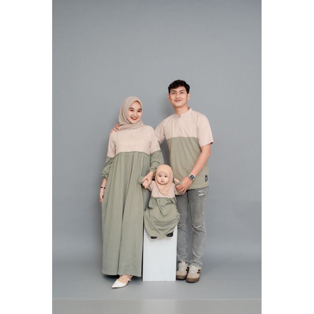 Raya series Sage green coksu/Set family couple/gamis couple keluarga/sarimbit lebaran/baju couple ke