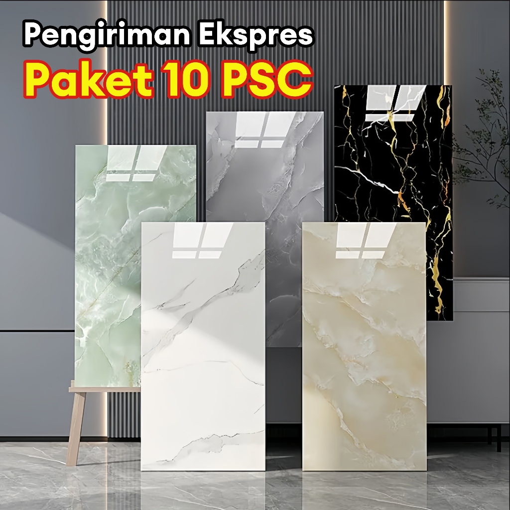 10 Pcs Wallpaper Dinding Vinyl Marbel 30×60cm  tahan air Granit Keramik Stiker