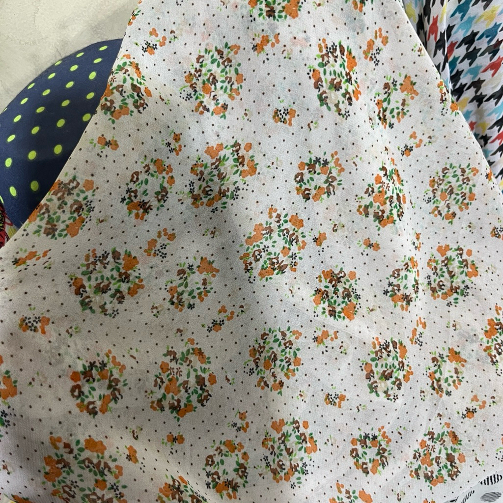 kain bahan sifon ceruti premium motif bunga halus lembut untuk gamis