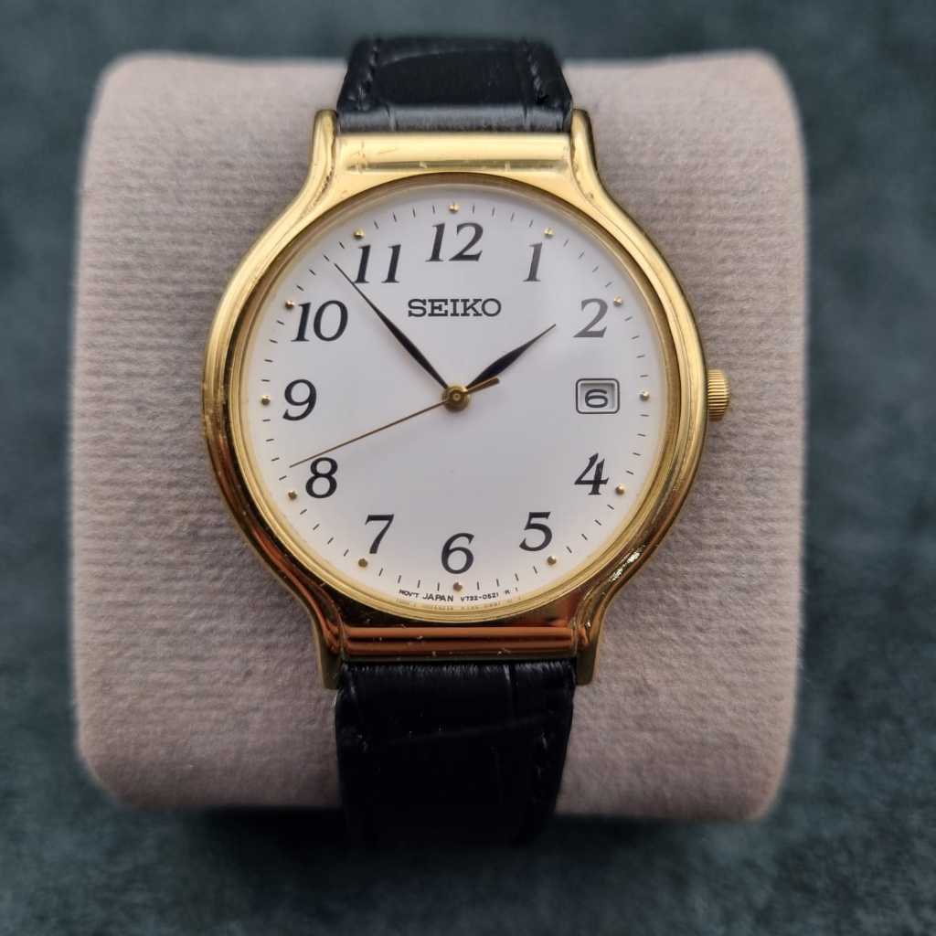 Seiko Classic Date Quartz V732-0220 Vintage Numeric Jam Tangan Pria Bekas Original Ori