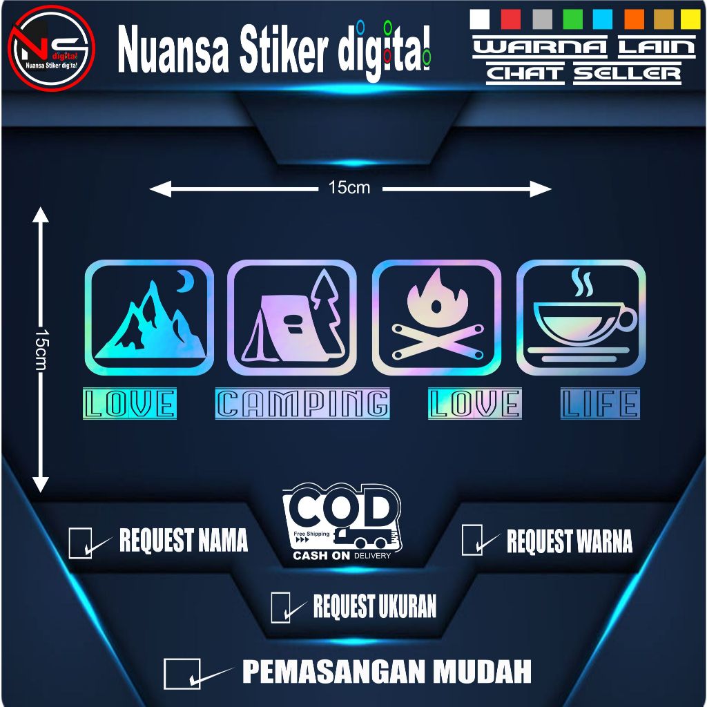 Stiker Mobil Camping CANPING LOVE LIFE Stiker Dekorasi Bodi Motor Petualangan Api Unggun Alam Liar