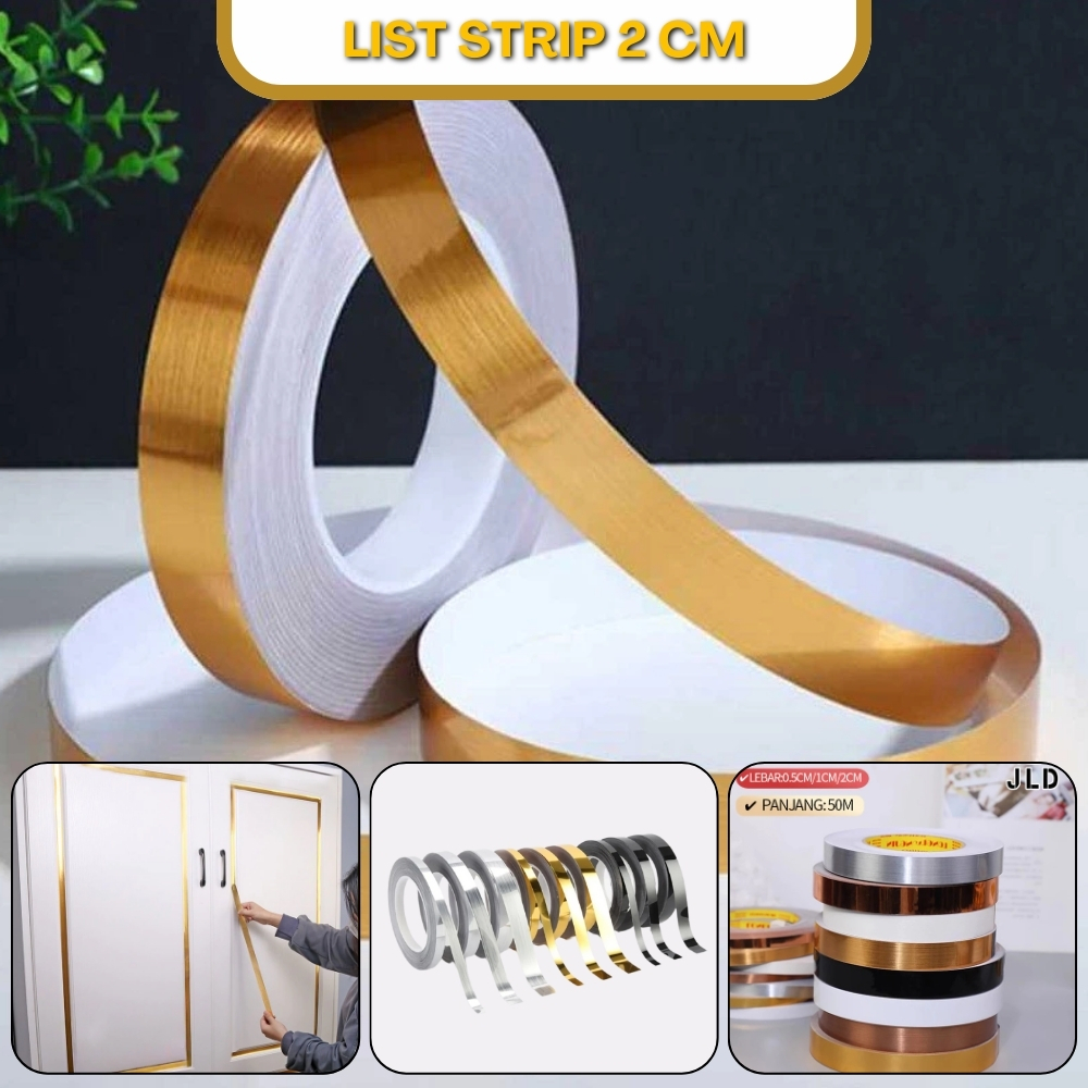 Stiker List Strip Dinding Stiker List Plat Dinding Keramik Gold Silver Pembatas Lantai Stainless