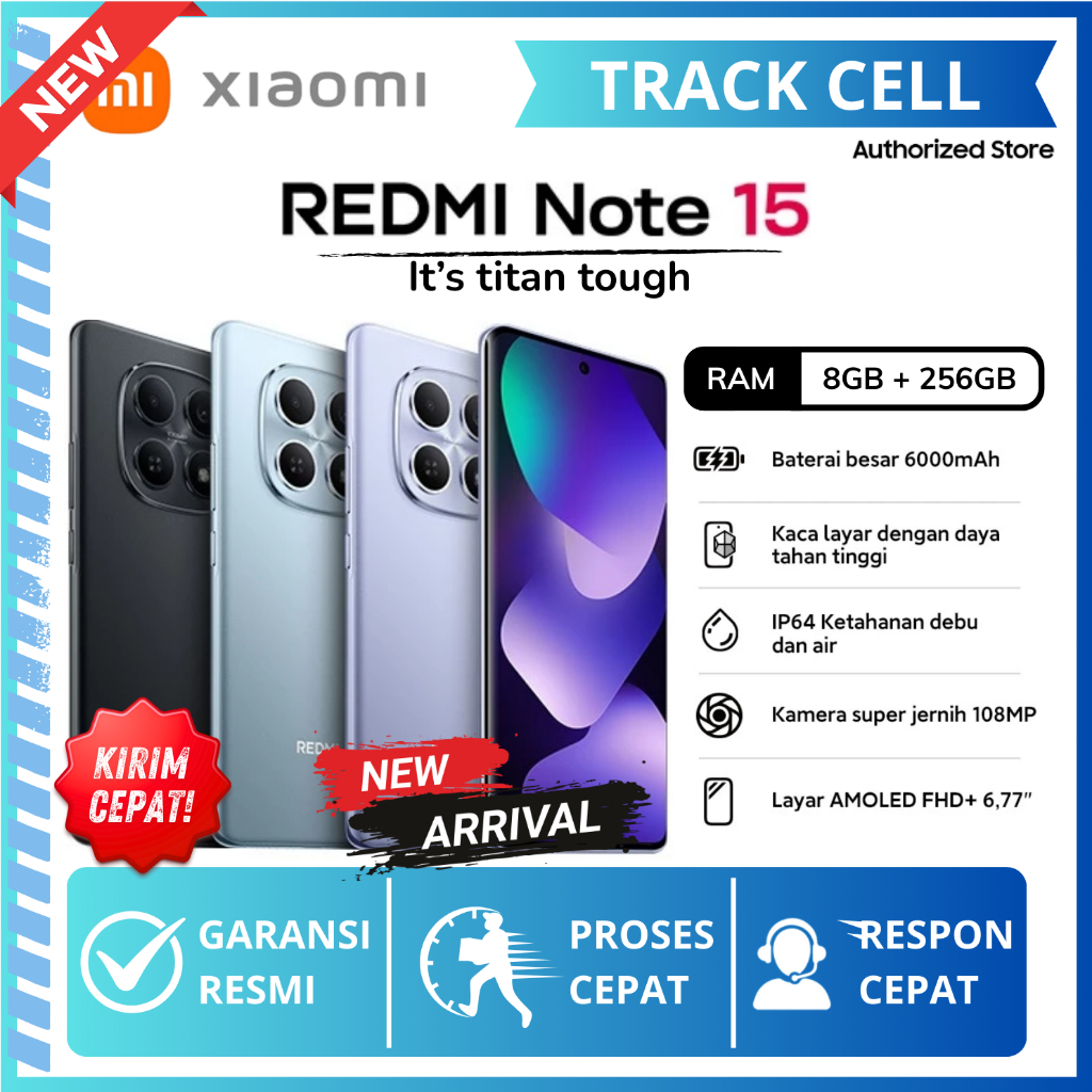 Xiaomi Redmi Note 15 4G 8/128GB 8/256GB Layar Lengkung HP Terbaru Xiaomi 2026 Garansi Resmi