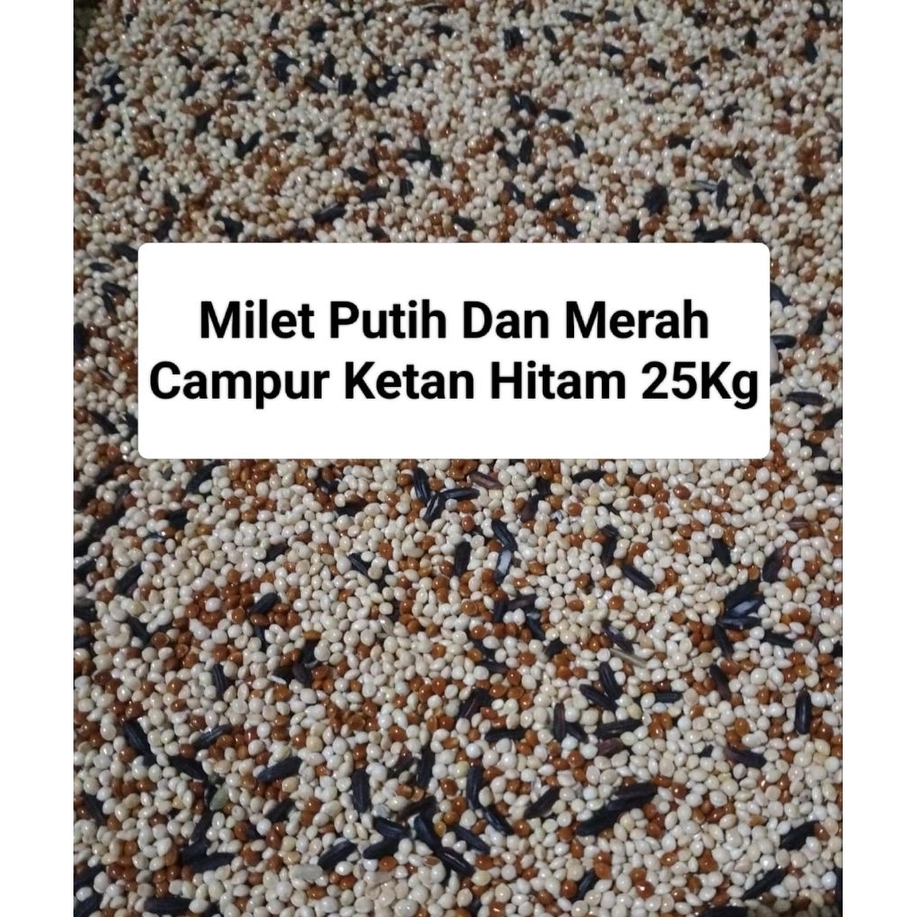 Milet Campur Ketan Hitam Pakan Burung Perkutut 25Kg, Bersih Sudah Disaring ( Yuyun Birdshop )