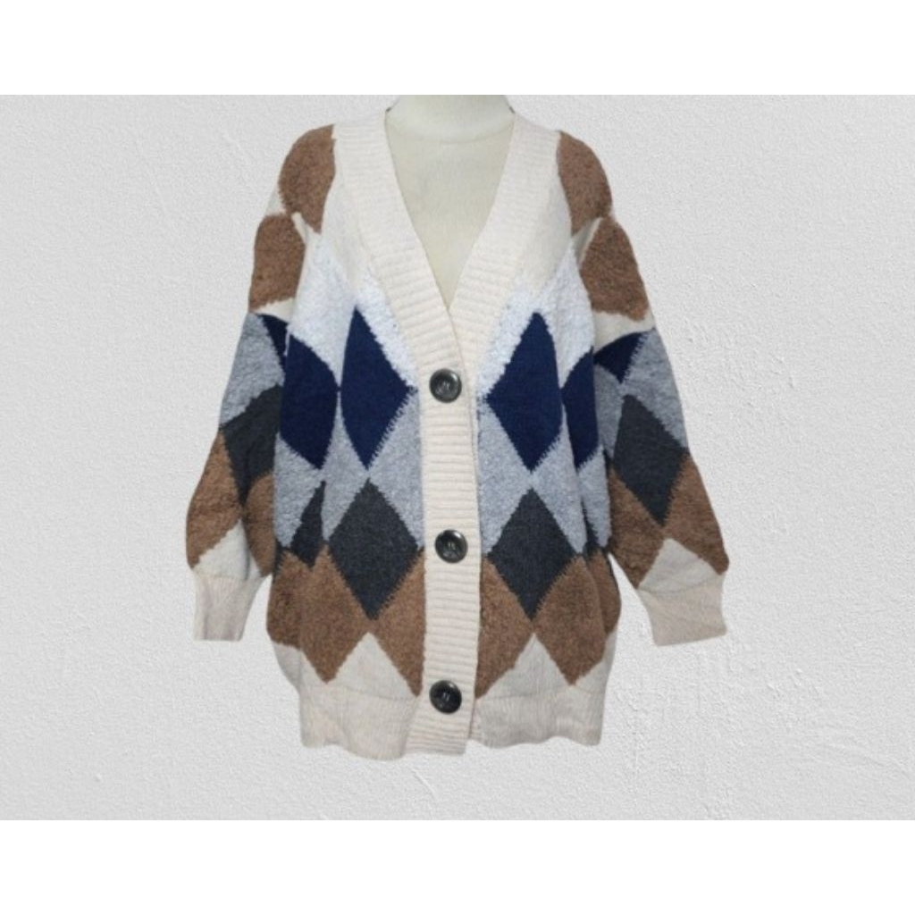 cardigan argyle oversize