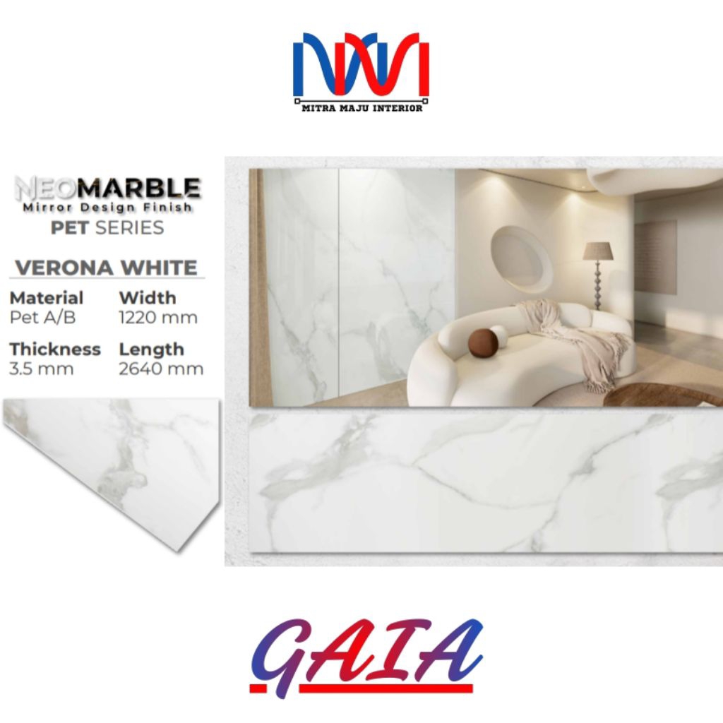 NeoMarble Verona White PVC Panel Papan Lembaran Motif Corak Marmer Interior Dinding