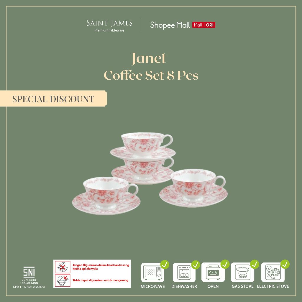 Saint James Coffee Set 8 Pcs Janet