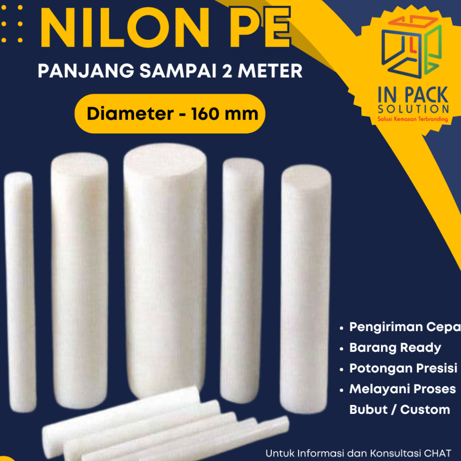 (Nilon PE 160 mm) Jual Nylon rod Pe Nilon batangan 16 cm, Nylon As Potongan, As Nilon