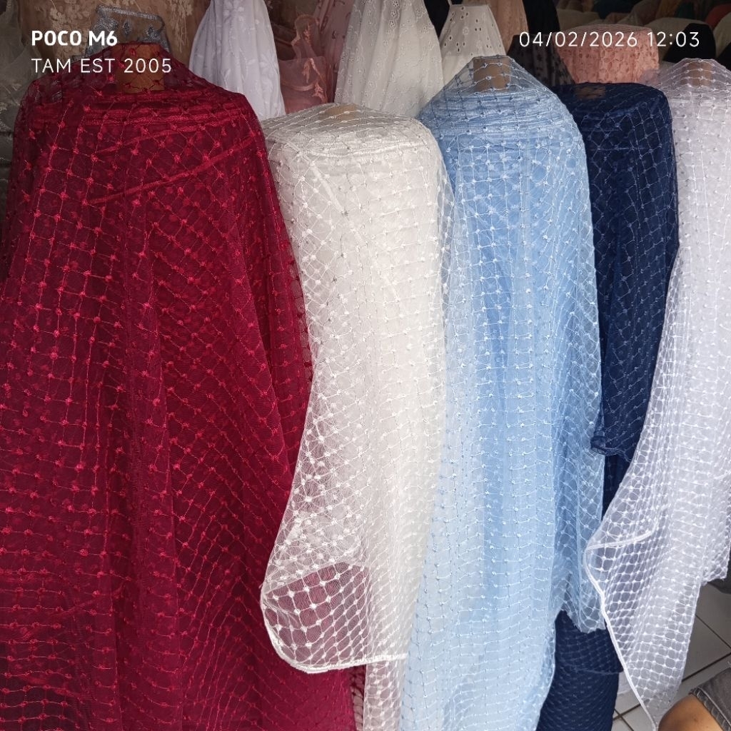 HARGA/0,5 M | BAHAN TILE MOTIF KOREAN STYLE BLOUSE | KAIN TILE MOTIF KOTAK | KAIN TILLE MOTIF