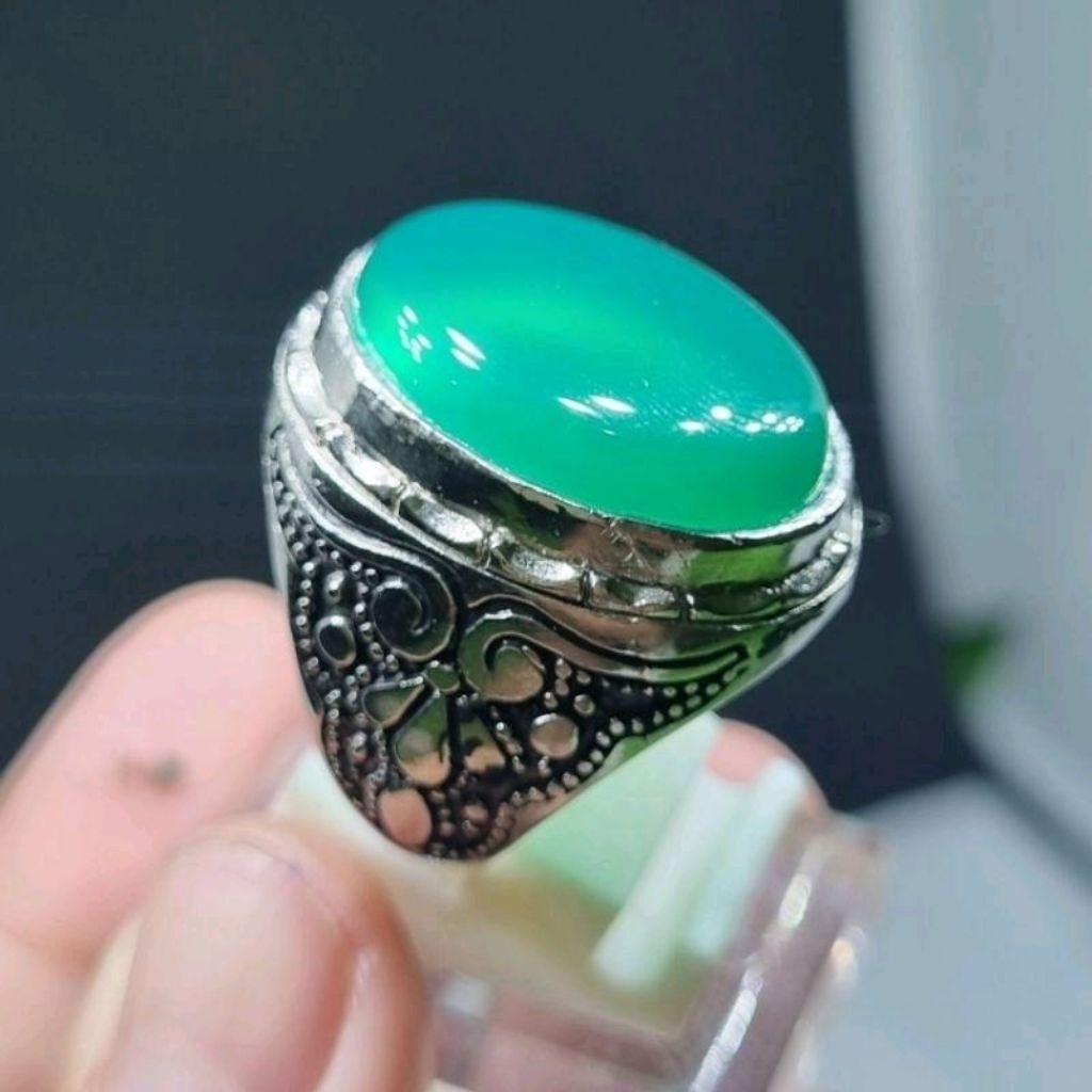 Cincin batu yaman hijau kristal asli original yahman / yahmani / habasy / ahmer