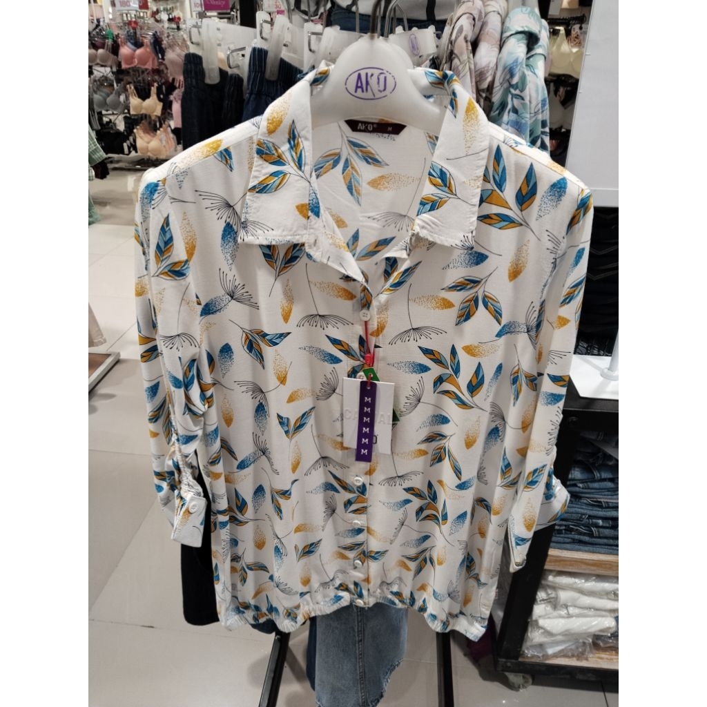 kemeja wanita ako rayon motif bunga