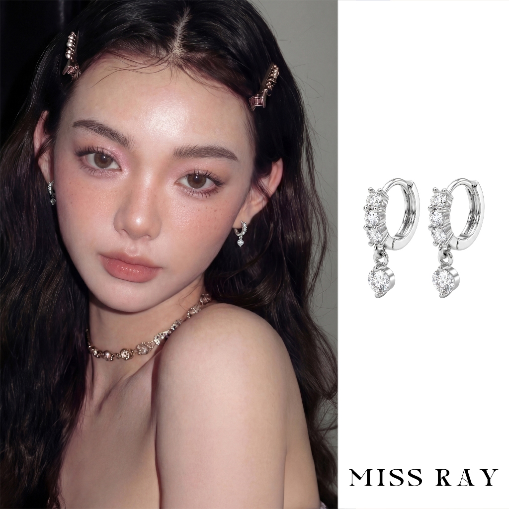 MISS RAY S925 Jarum Perak Anting zirkel super berkilau untuk wanita, desain ringan dan mewah, akseso