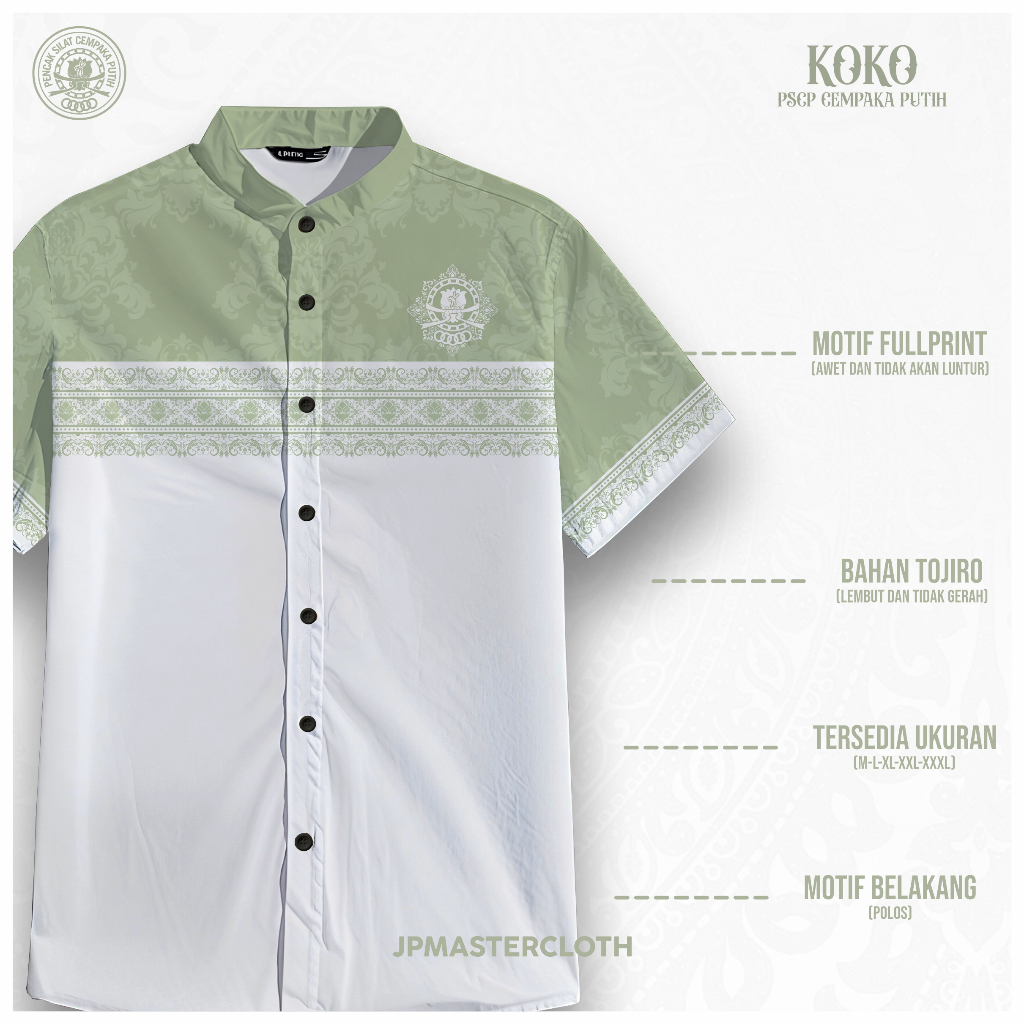Baju Muslim Koko PSCP Cempaka Putih Full Printing