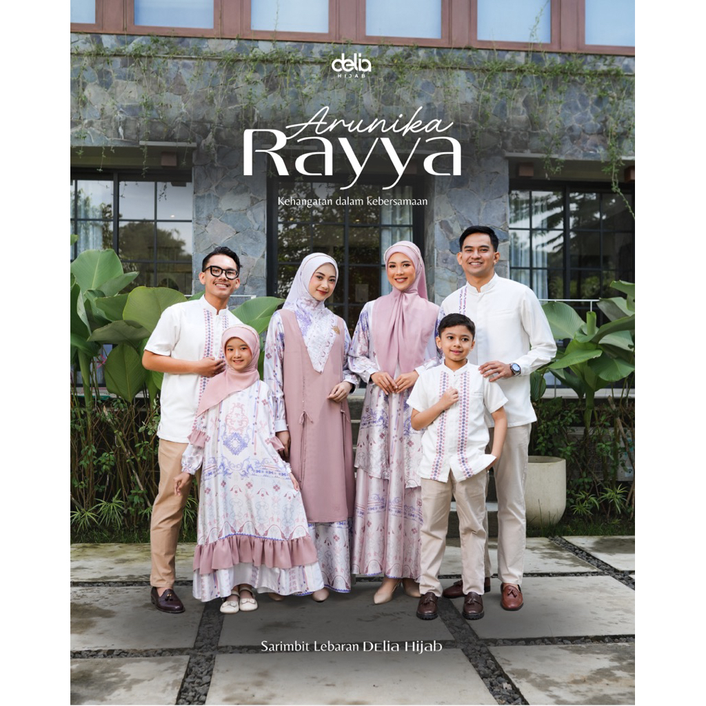 Delia Hijab - Sarimbit Keluarga Calestia Series | Baju Hari Raya Dress Koko Muslim Wanita Pria Anak