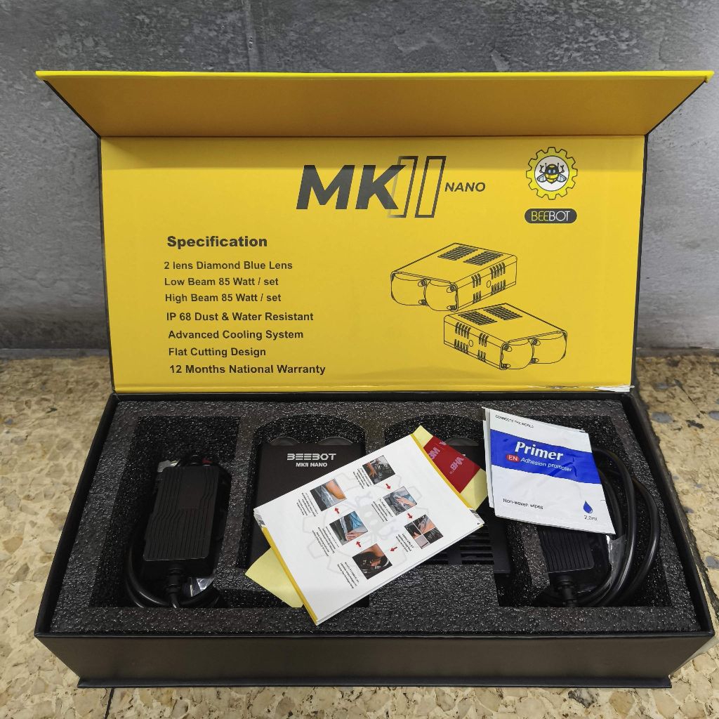 Slim Mini Projector Laser 2lensa Beebot Mk2 Nano, Hi-Low 85W/set, Garansi 1Th
