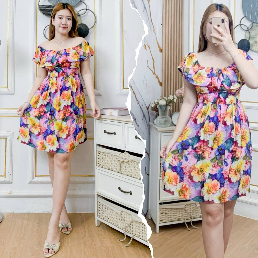 Daster Bali Model Sabrina Dress//Daster Rayon Motif Realpict Super Cantik