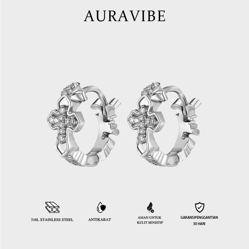 AURAVIBE-Anting streetwear pria dengan berlian asli, gaya vintage yang menawan