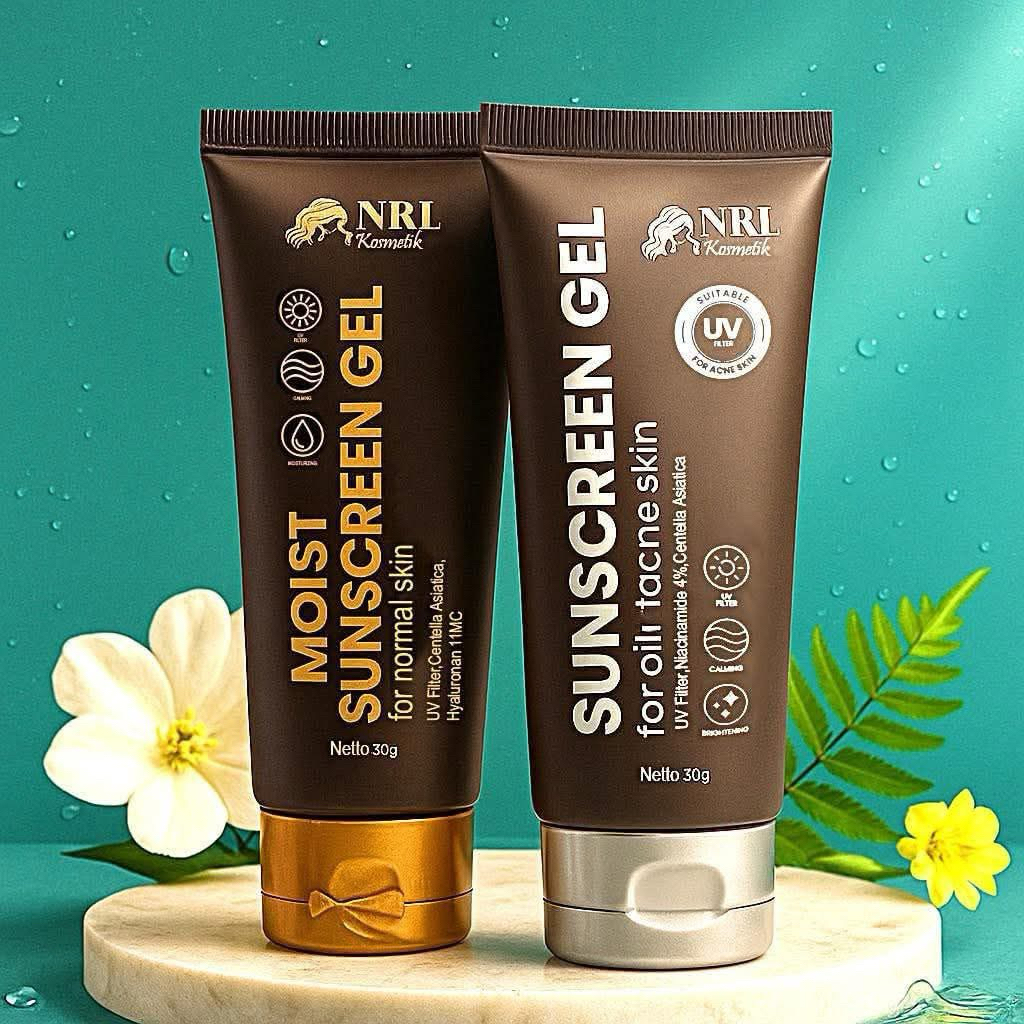 SUNSCREEN GEL NRL U/ WAJAH NORMAL (FLEK) & BERJERAWAT (ACNE) ORIGINAL 1000%