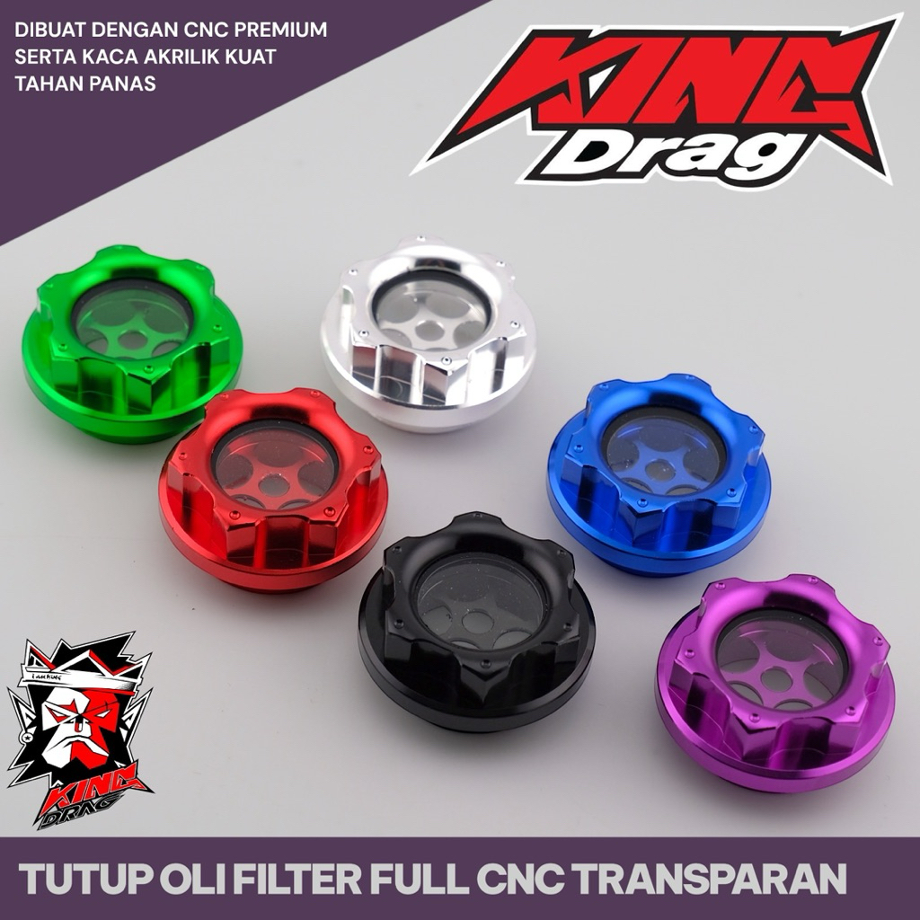 Tutup Filter Oli KINGDRAG Full CNC Transparan Honda Beat Scoopy Vario Adv Pcx