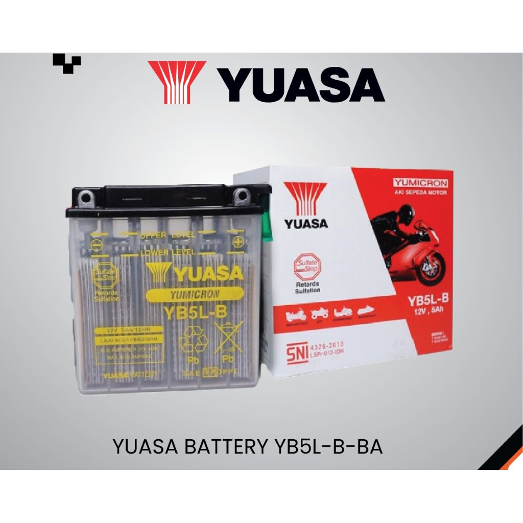 AKI MOTOR BASAH/YUMICRON YB 5L-B-BA YUASA MOTOR GRAND,SUPRA FIT,PRIMA,LEGENDA