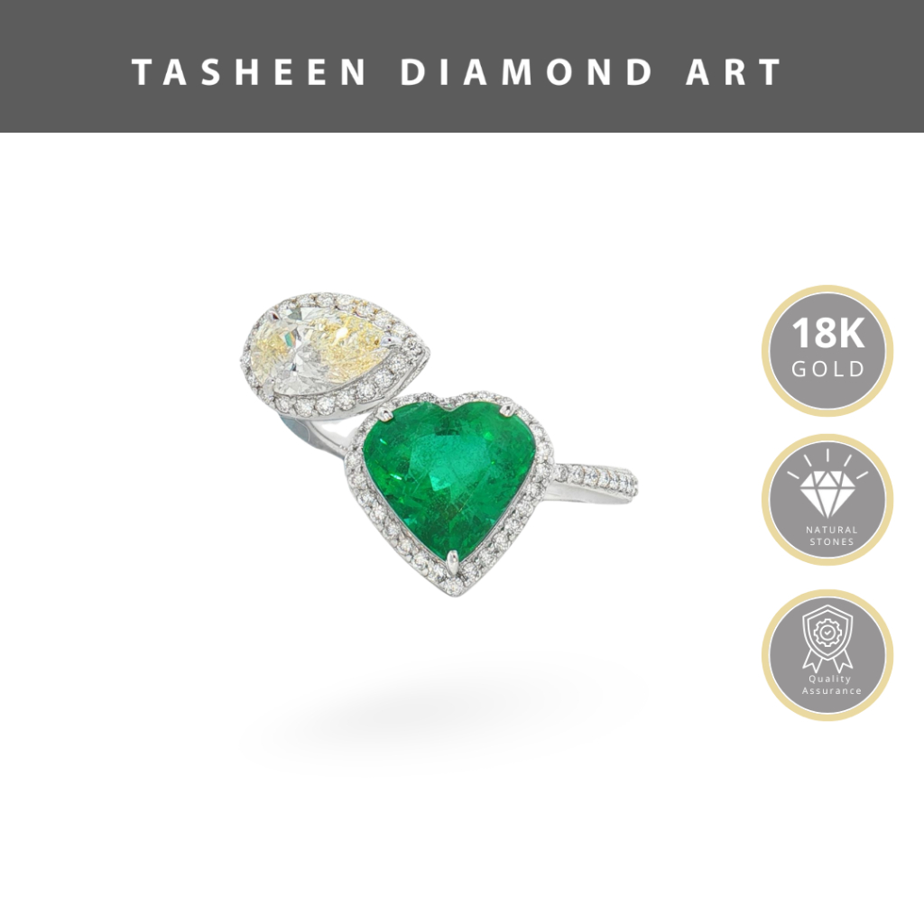TDA Cincin Emas Berlian Asli Batu Safir Pear Hati | Cincin Wanita Kado Tunangan Anniversary