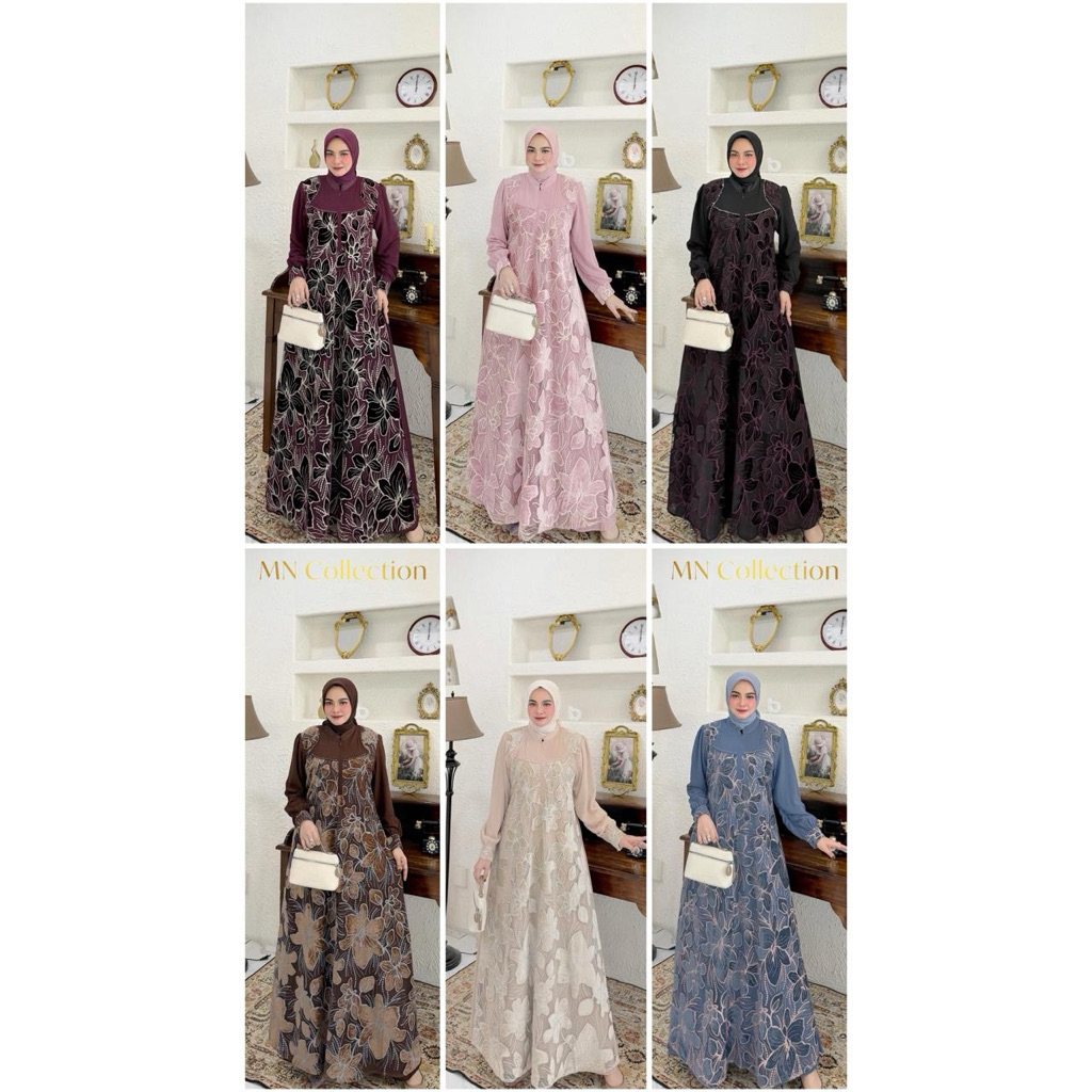Gamis MN collection / Gamis ceruty mix brukat MN collection / Gamis brukat premium / Gamis ceruty mi