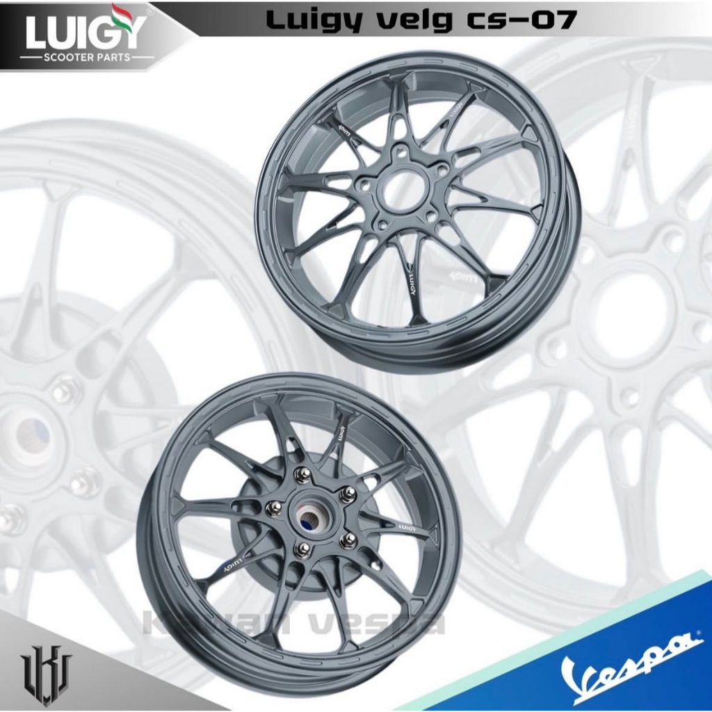 Luigy Velg CS-07 GREY model MK Factory mk10 untuk vespa matic Sprint Primavera s125 lx gts
