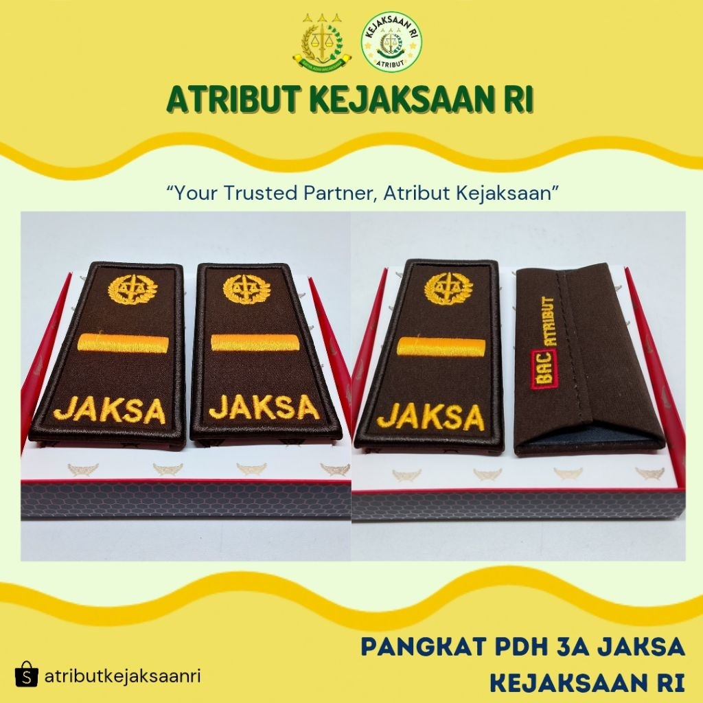 ATRIBUT KEJAKSAAN RI - PANGKAT PDH BORDIR GOLONGAN 3A JAKSA