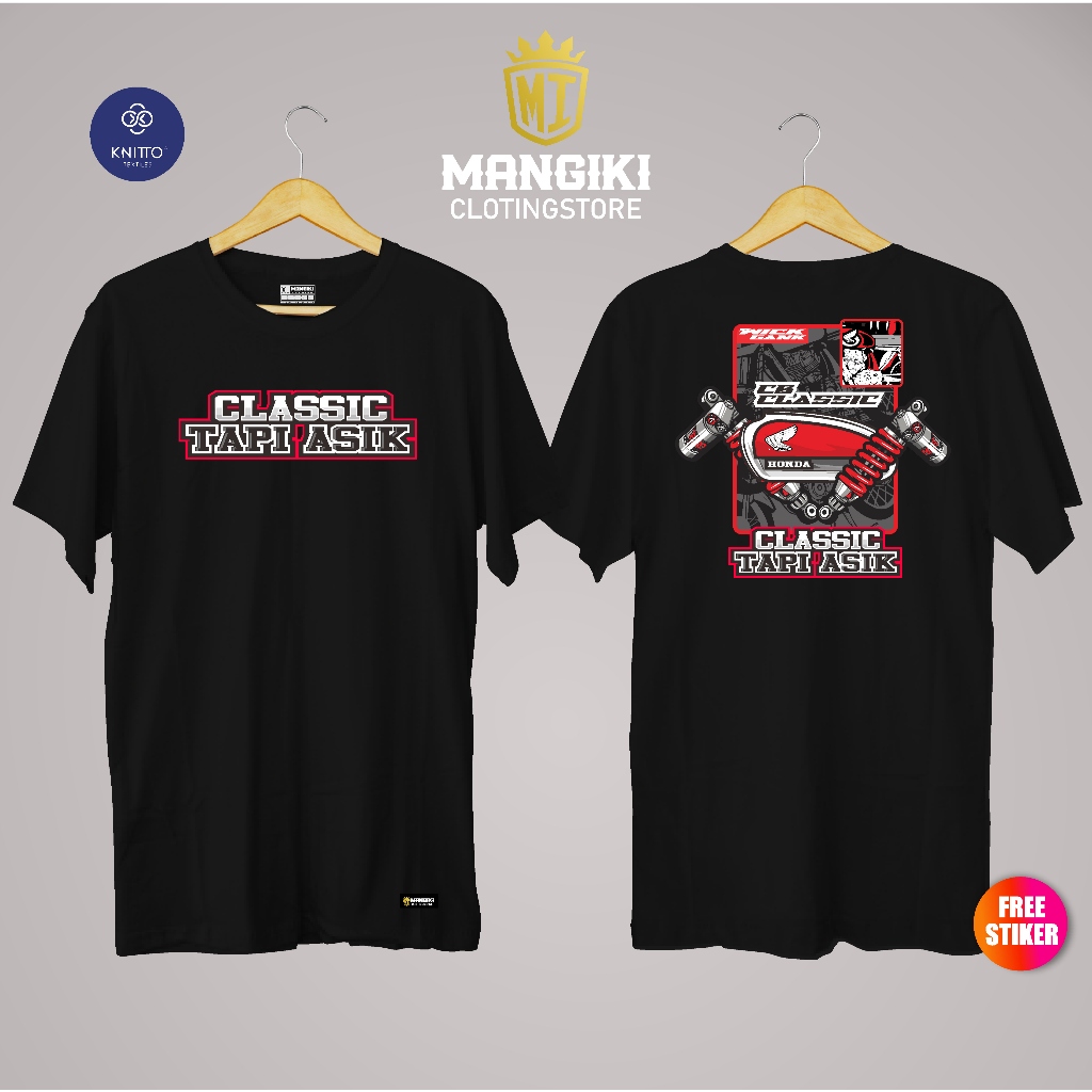Kaos Motor Honda CB Classic "Classic Tapi Asik" - Baju Distro CB 100 125 Klasik Retro Bahan Cotton C